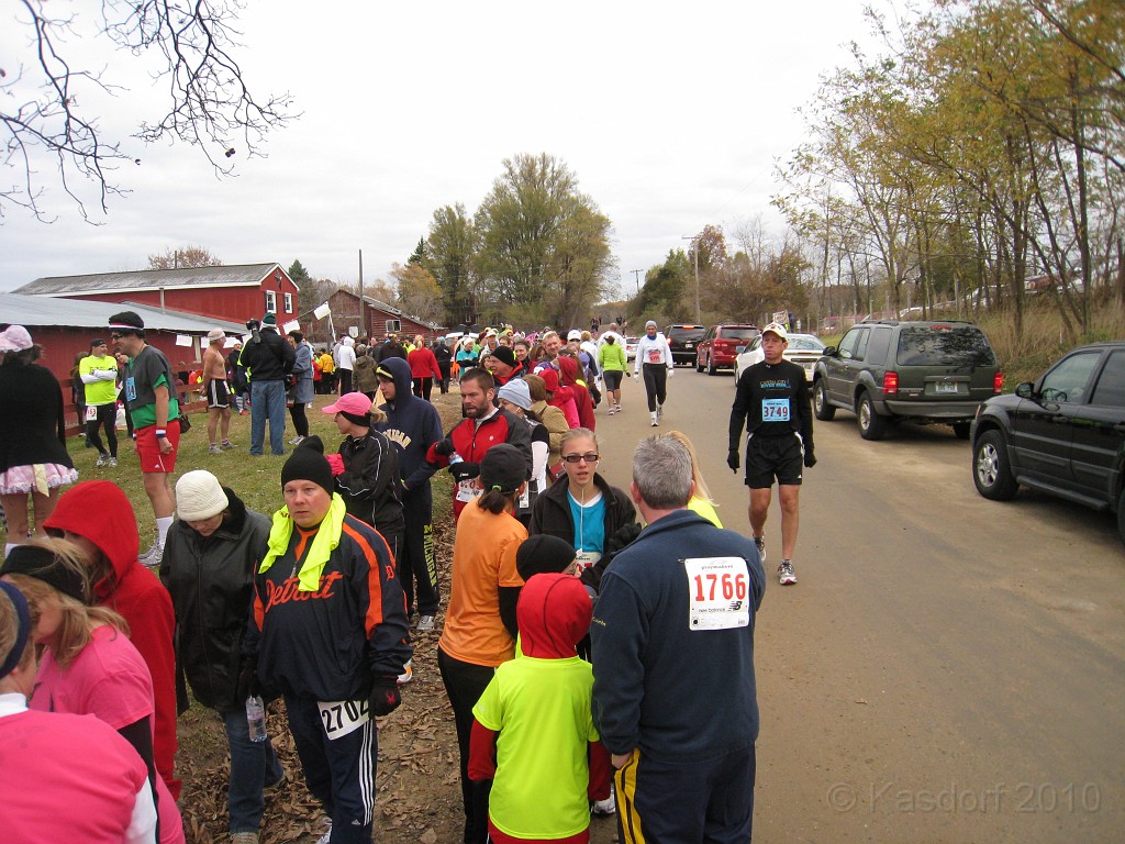 Run Through Hell 2010 10K 011.JPG - The 2010 Run Through Hell 10K held on Halloween Day, October 31, 2010. Cold, crisp and sunny. Now.. this is the end of the Porto-Pot line out front!